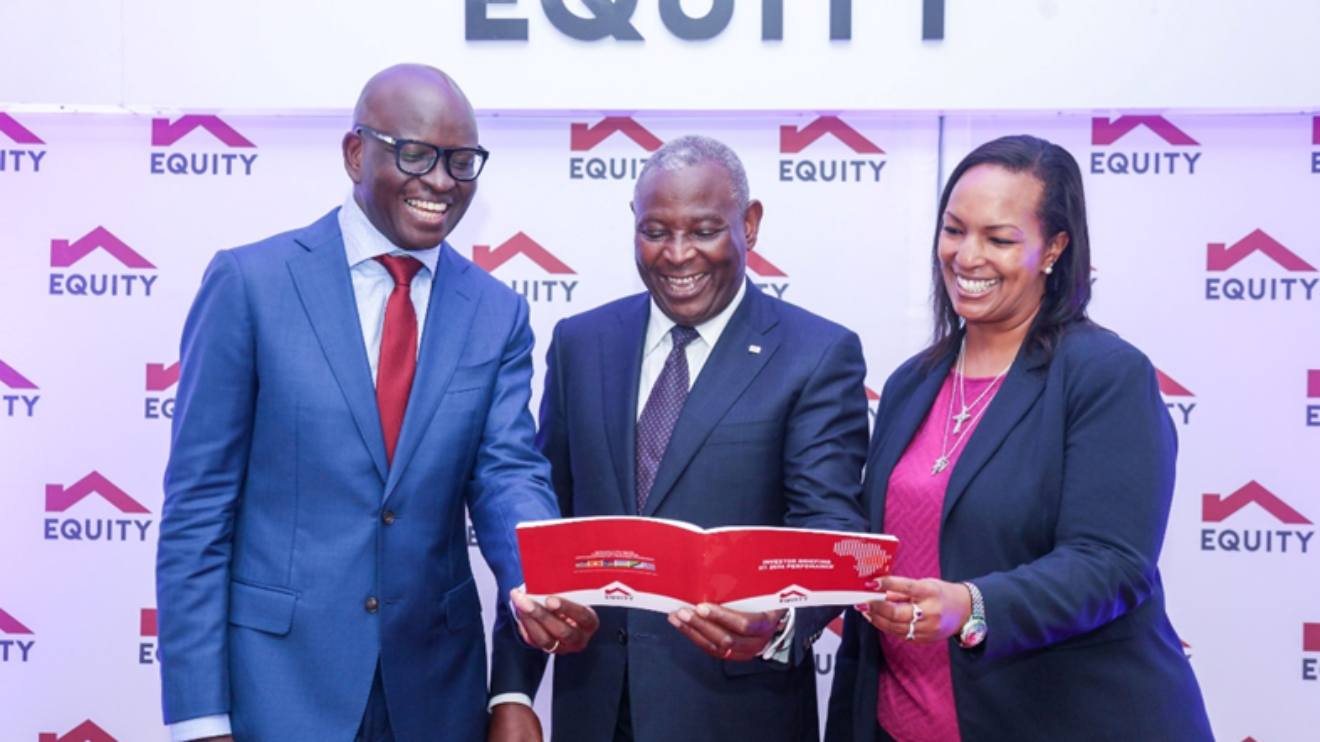 From left to right: Equity Group Chief Finance Officer, Moses Nyabanda, Equity Group Managing Director and CEO, Dr. James Mwangi and Equity Group Chief Internal Auditor, Beth Kithinji. PHOTO/COURTESY